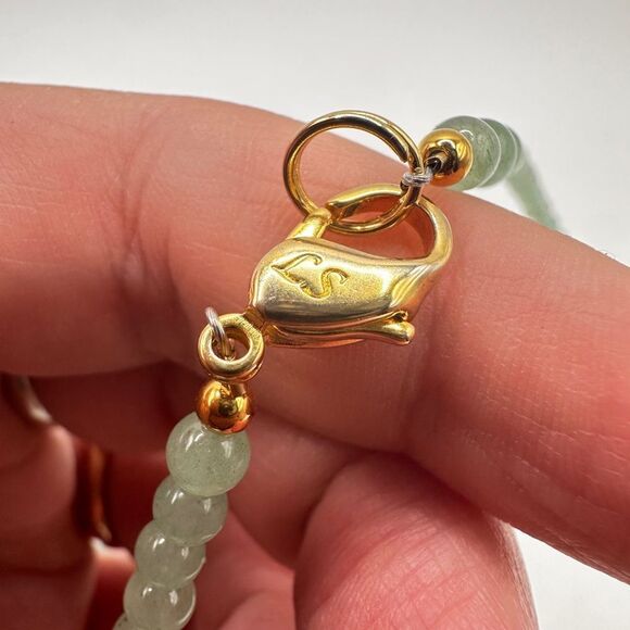 ~17.75" Signed Lee Sands, Jade and Rose quartz with MoP hummingbird necklace! - Picture 9 of 15